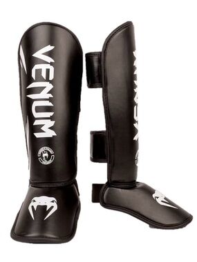 Venum Challenger Kids Shin Guards Youth MEDIUM Muay Thai MMA Black/White NWOT